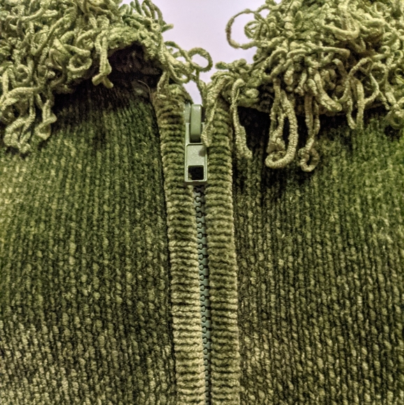 Lisa international small green zip up velour vest - Picture 3 of 7